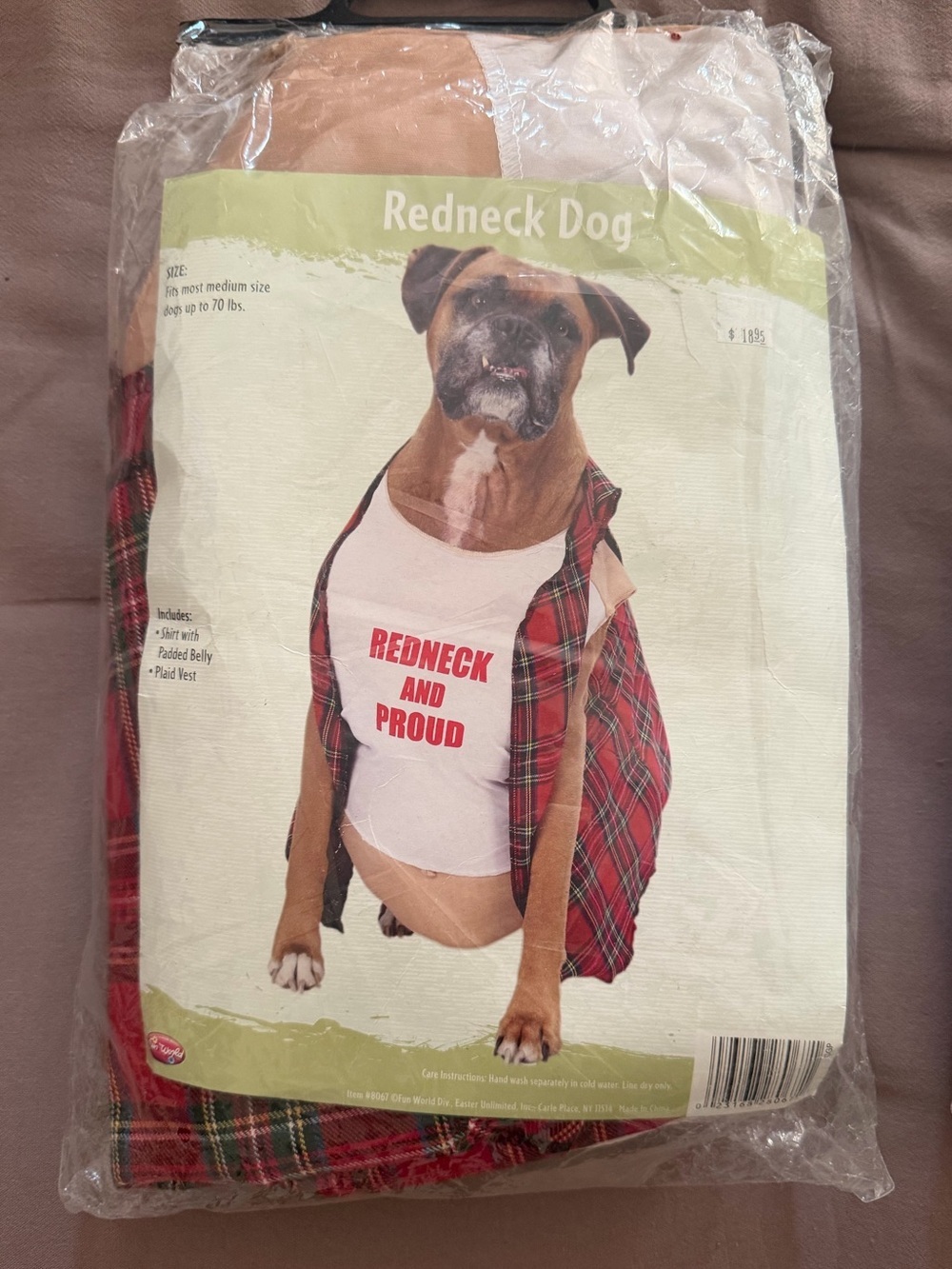 Vintage 'Redneck and Proud' Plaid Vest & Shirt Dog Costume